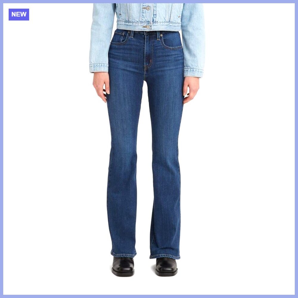 High Rise Flare Jeans, Tight Through Hip and Thigh